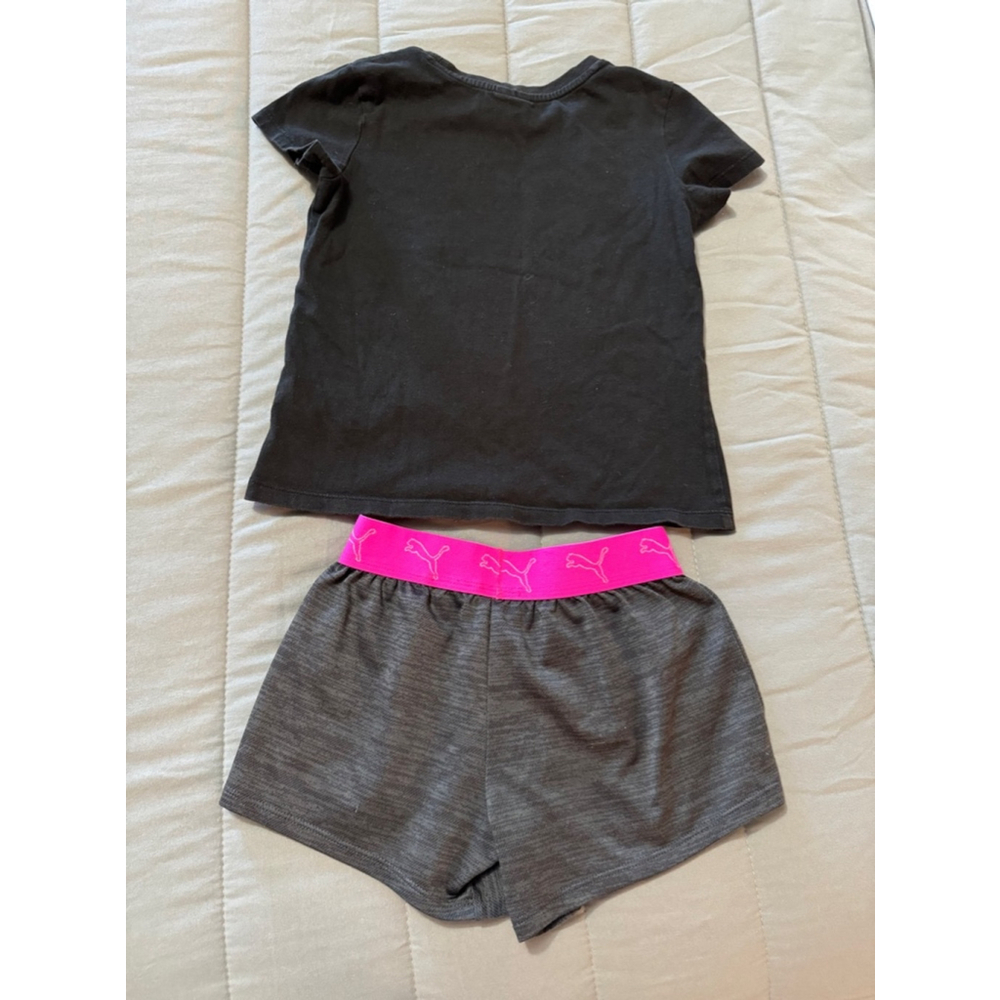 Puma | Girls Black T-shirt and Gray Shorts | Size XS 5/6 - Picture 2 of 6